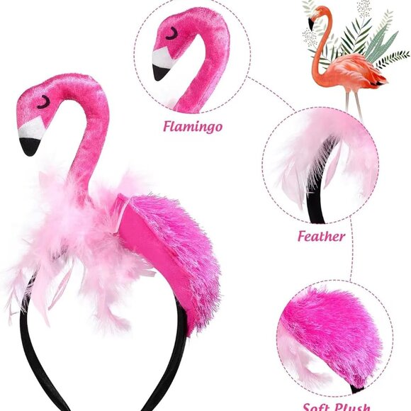 Creative Flamingo Hat Hawaii Pink Flamingo Headband Hair Tropical Accessories Fl - Picture 8 of 9